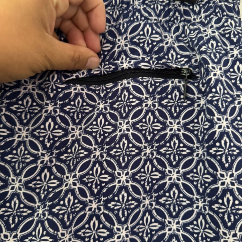 T by Talbots Faux Wrap Skort Blue White Medallion Print Pockets, Size S - Picture 5 of 9